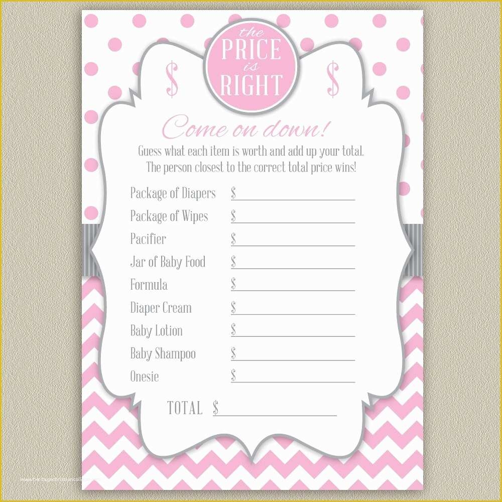 Price Is Right Baby Shower Game Free Template Of Instant Download Price 