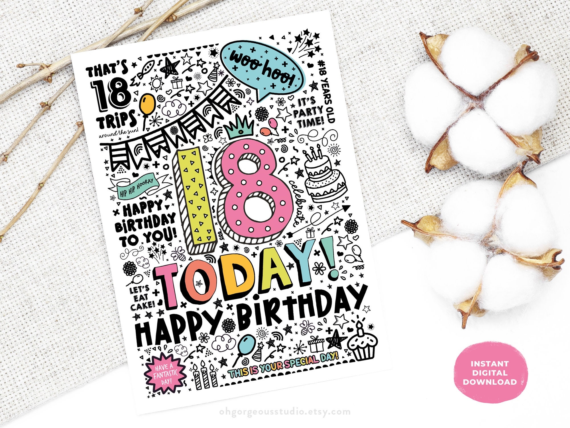 Printable 18th Birthday Card Template