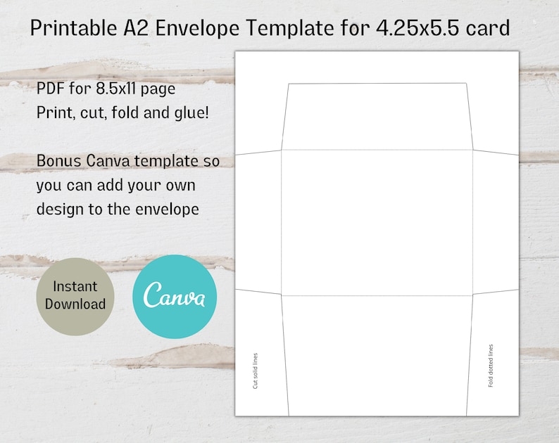 Printable A2 Envelope Template For 4 25x5 50 A2 Card Canva A2 