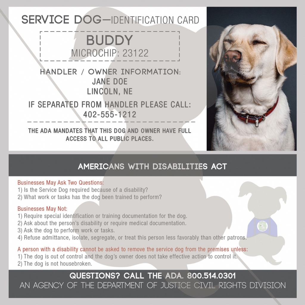 Printable Ada Service Dog Card Printable Card Free