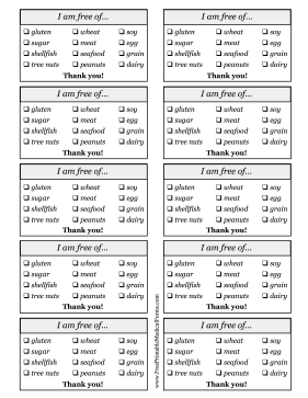 Printable Allergy Card All