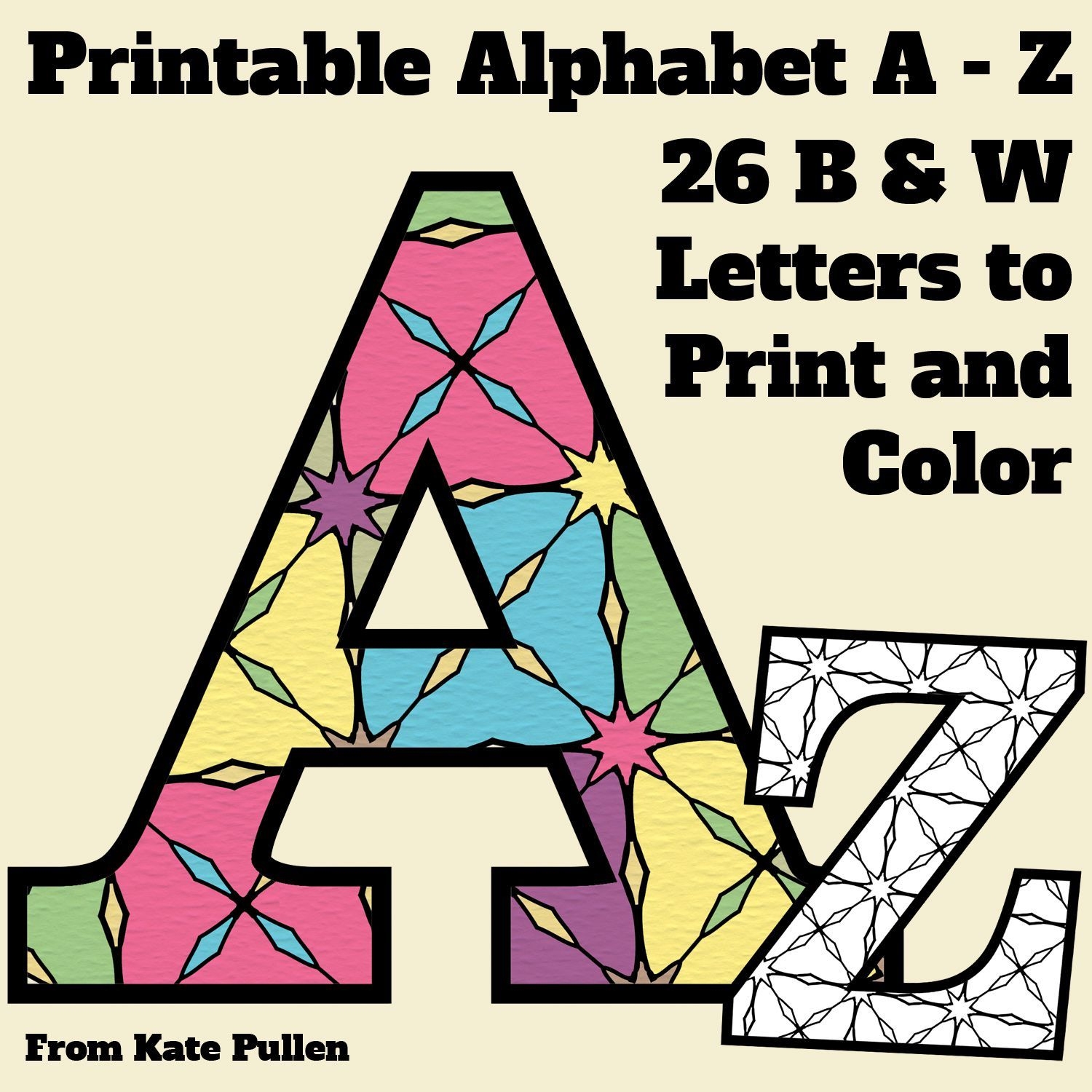 alphabet template single printable letters with design