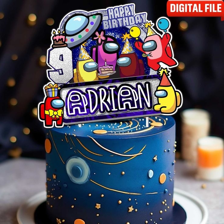 Printable Among Us Cake Topper Birthday Party For Kids Among Us Cake 