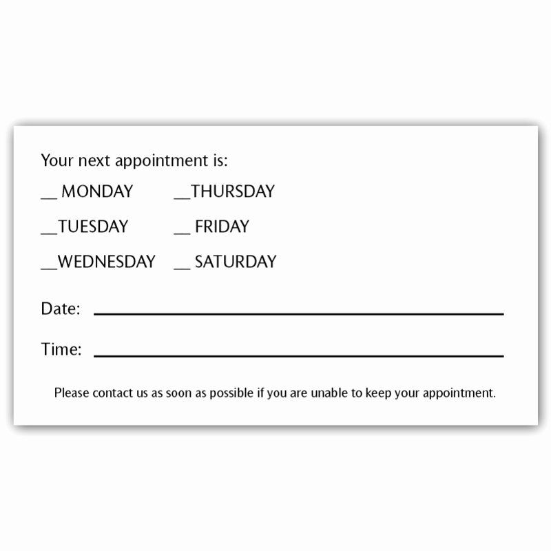 Printable Appointment Reminder Cards Template Free Content Calendar 