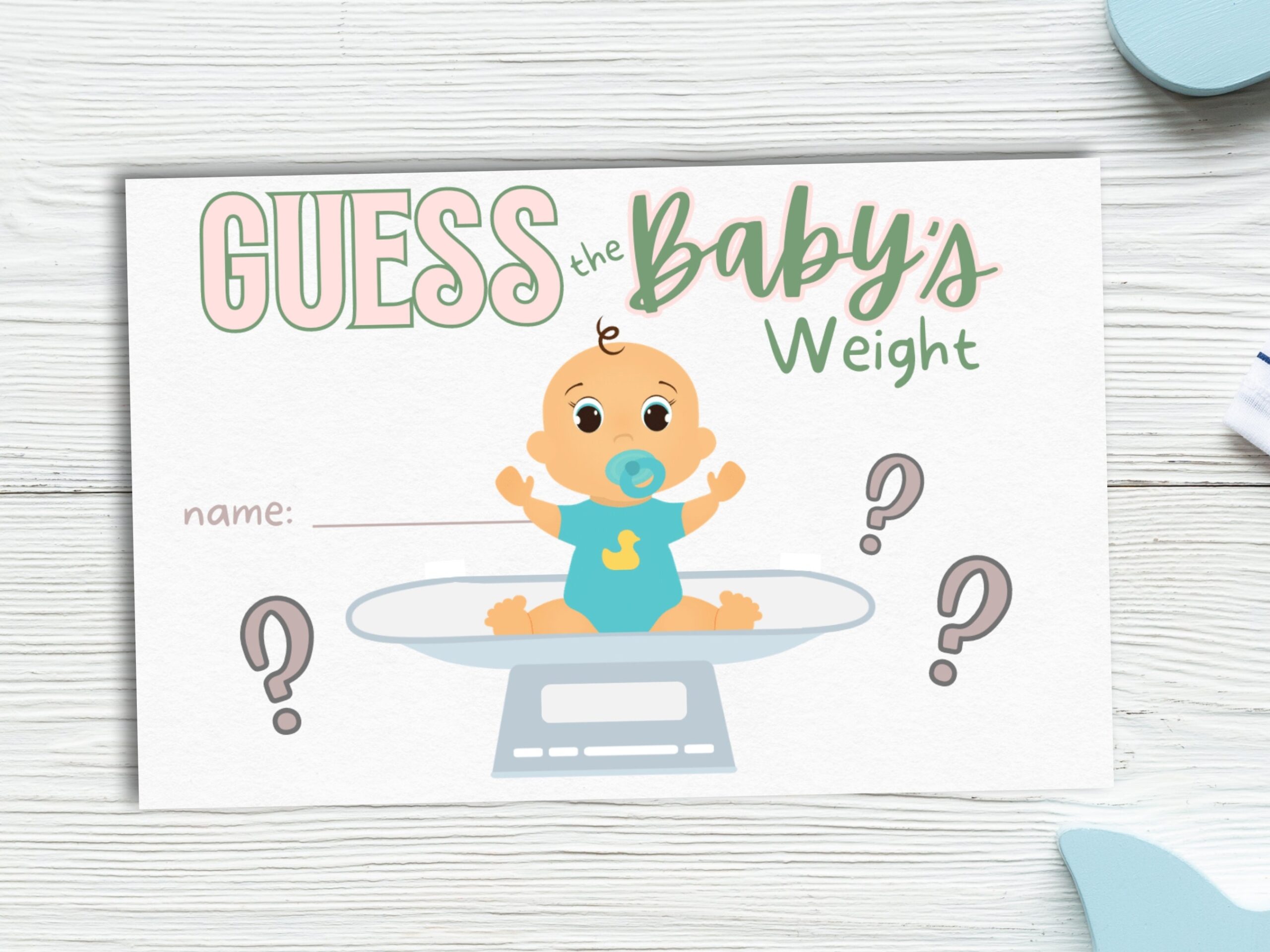 Printable Baby Shower Game Guess The Baby 39 s Weight Fun Game For Your 