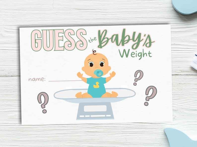 Printable Baby Shower Game Guess The Baby 39 s Weight Fun Game For Your 