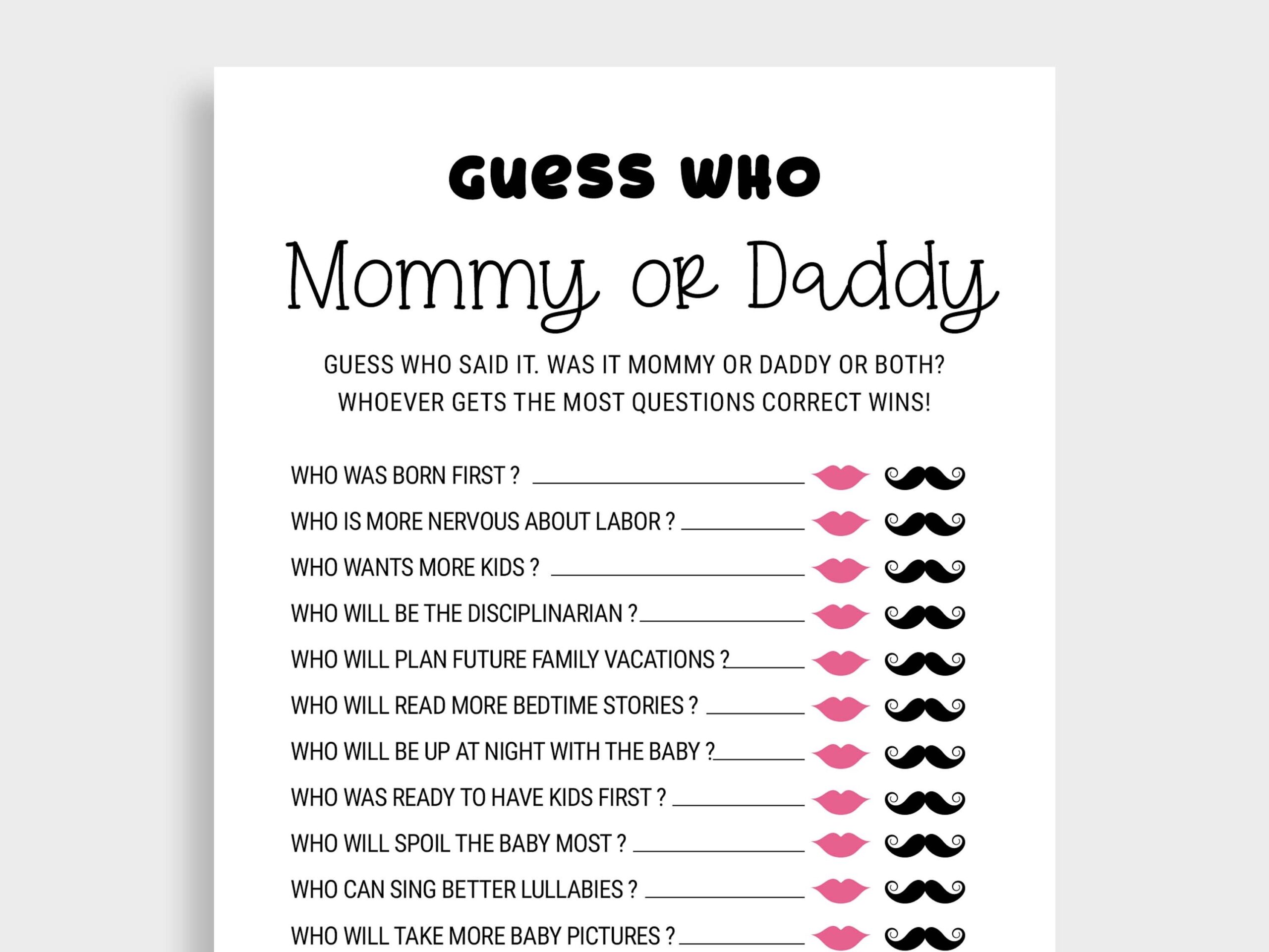 free printable guess the candy baby shower game