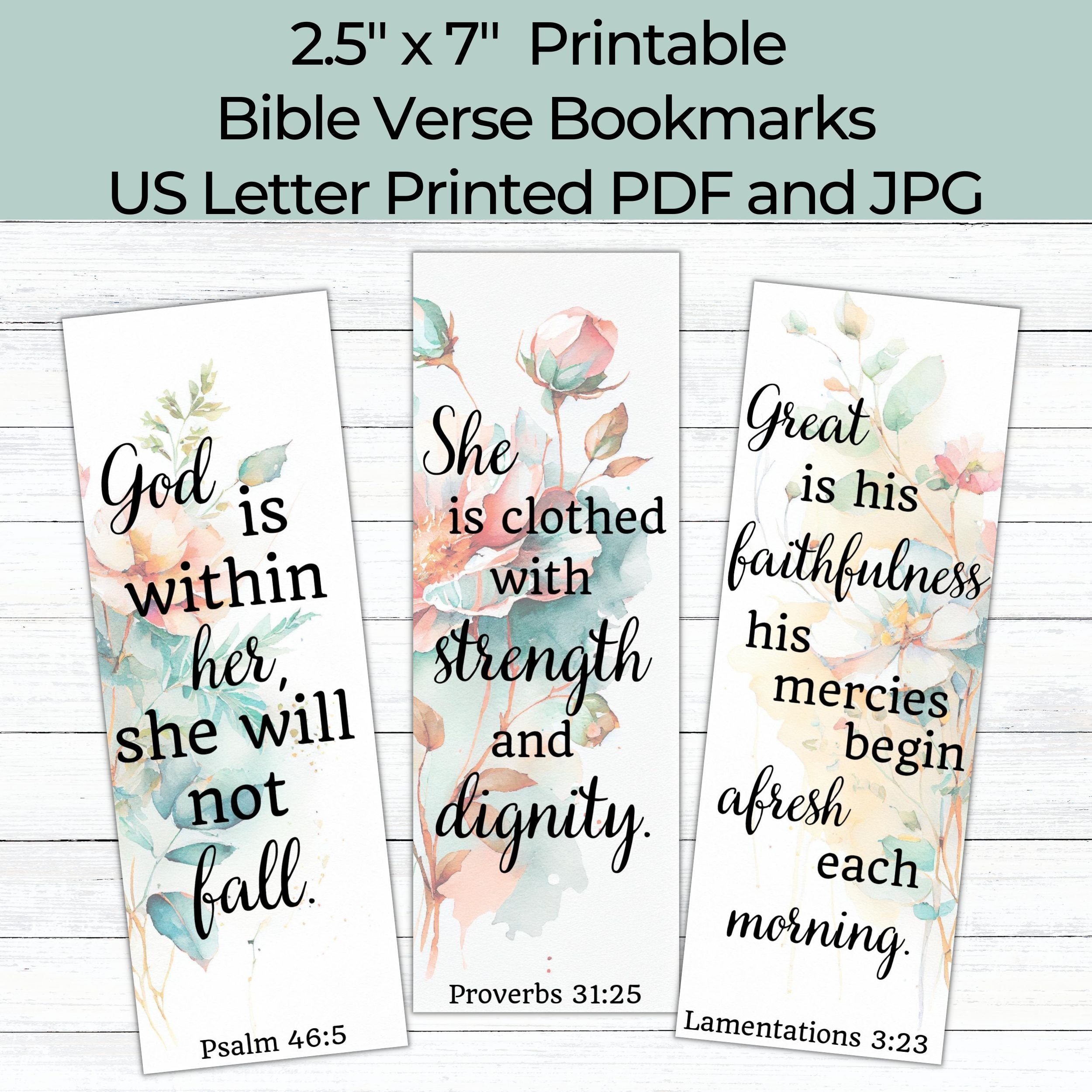 Printable Bible Verse Bookmark Set Digital Bookmark Bundle Scripture 