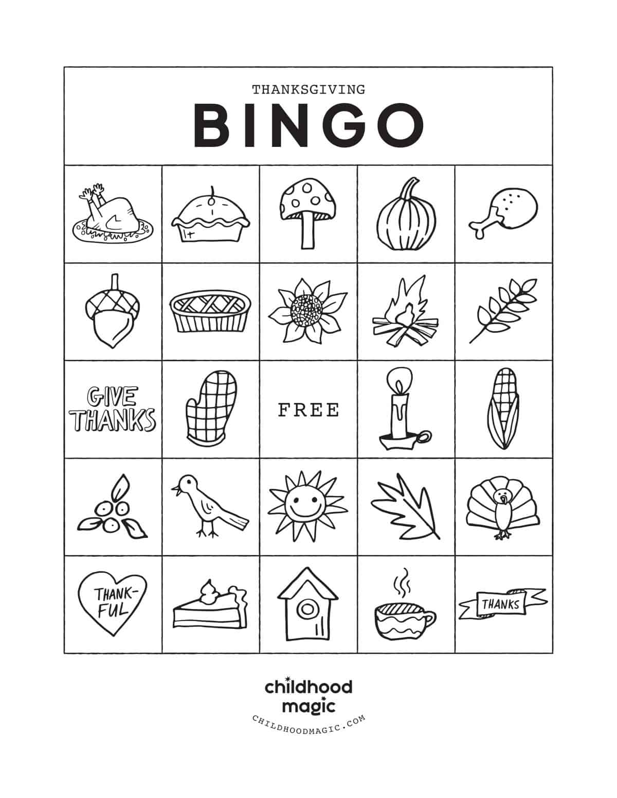 Printable Bingo For Thanksgiving Printable Game For Kids Thanksgiving 