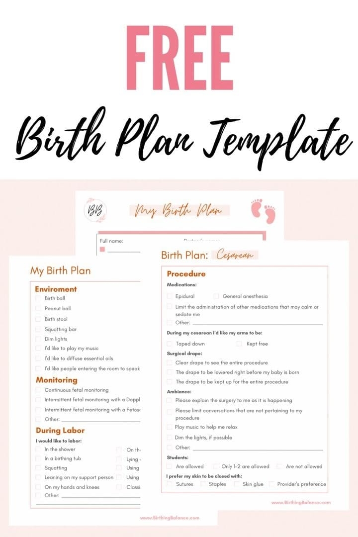 basic birth plan template