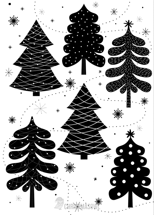 Printable Black And White Christmas Card