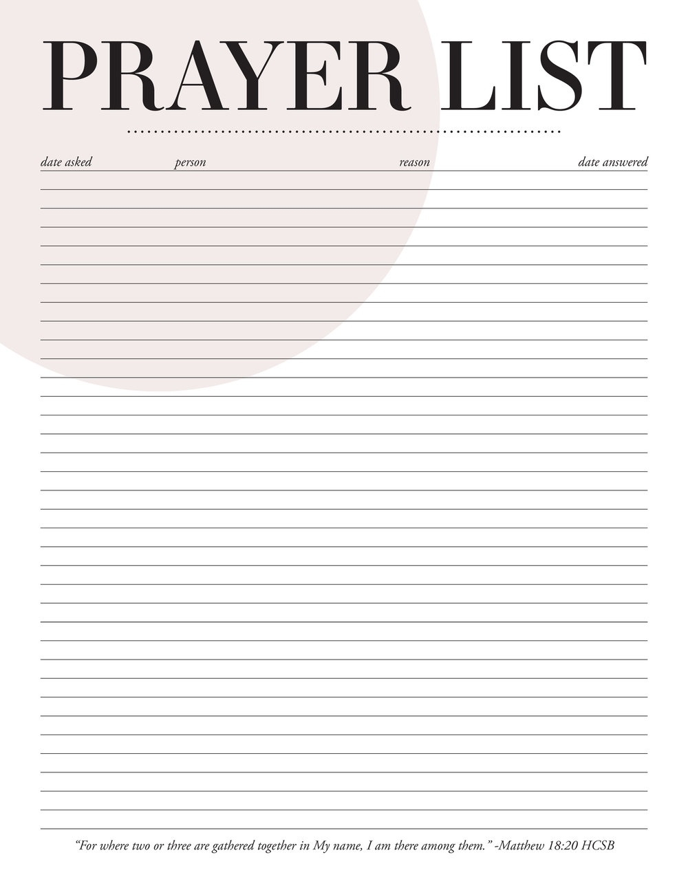 Printable Blank Prayer Card Template