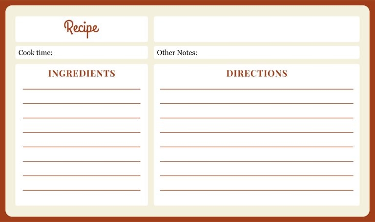 Printable Blank Recipe Card Template Example Templateral