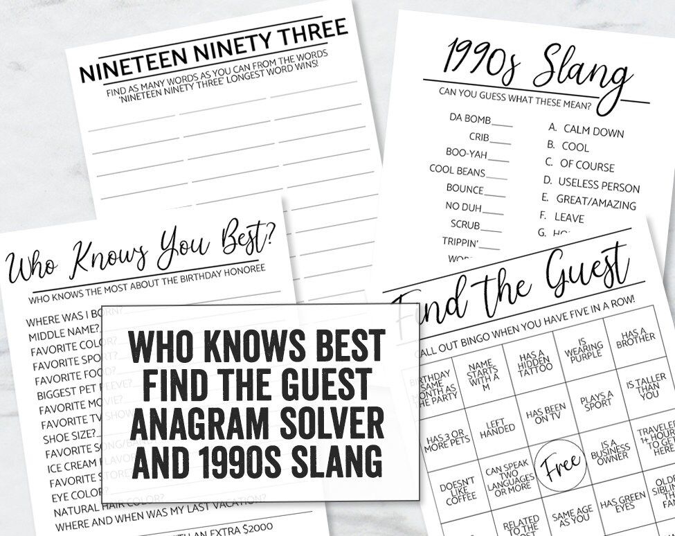 Printable Born In 1993 Games 30th Birthday Party Games Printable 30th 