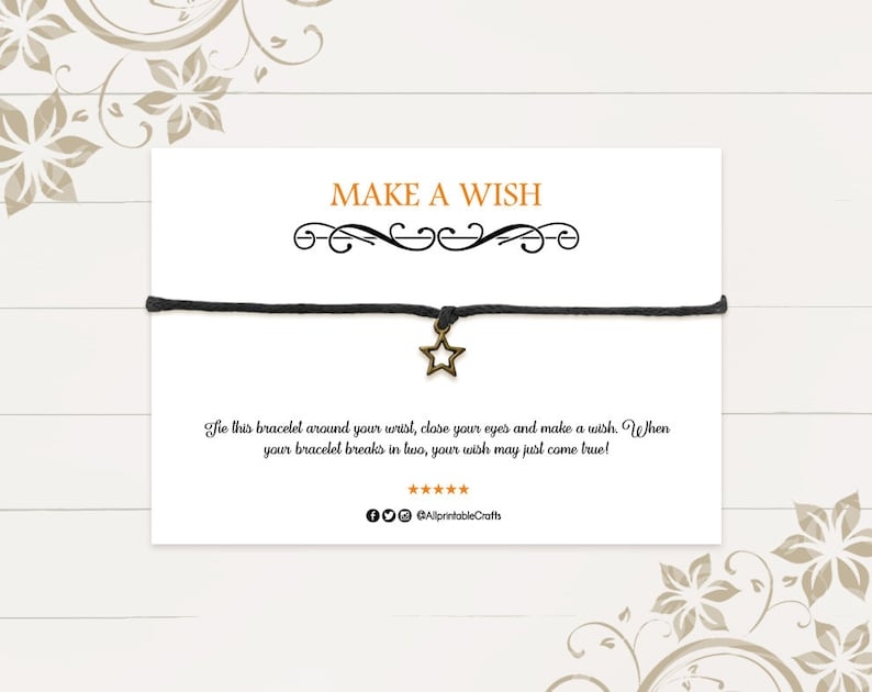 printable bracelet card template