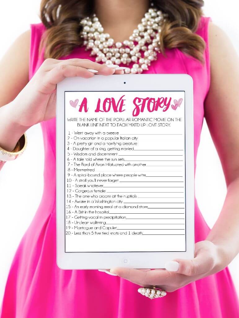 Printable Bridal Shower Game A Love Story Play Party Plan