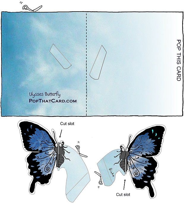printable butterfly pop up card template
