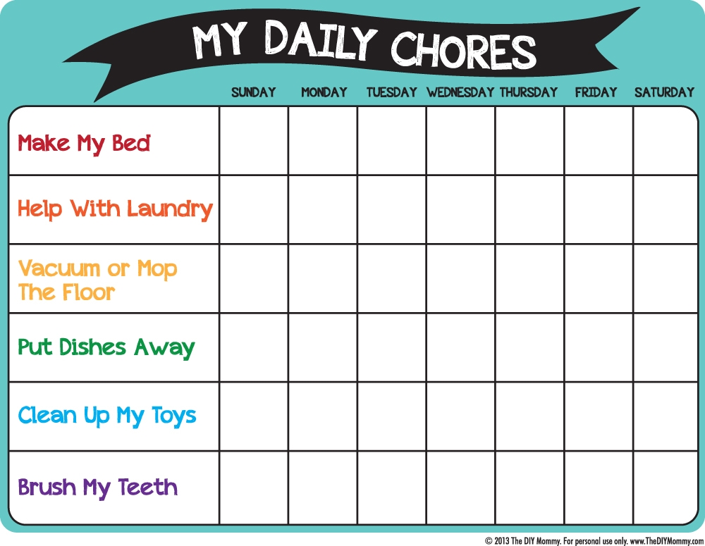 free printable chore pictures
