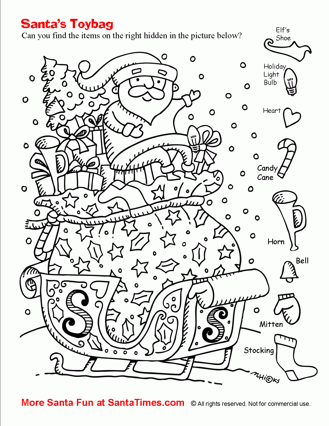 printable christmas hidden picture