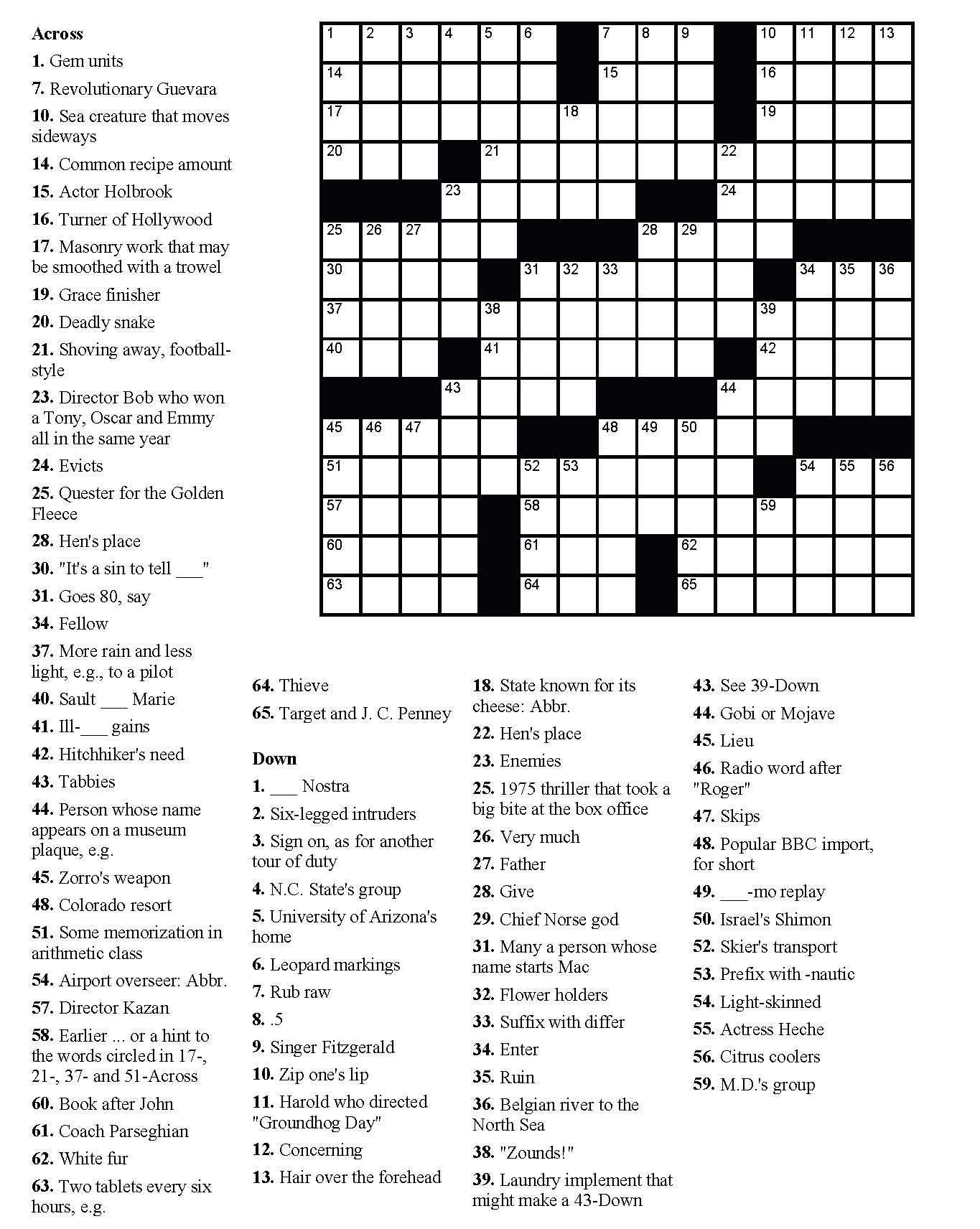 crossword puzzles template blank