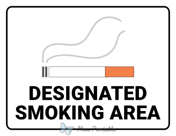 Printable Designated Smoking Area Sign