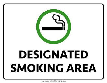 printable designated smoking area sign