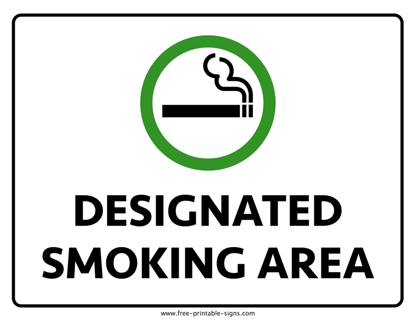 Printable Designated Smoking Area Sign Free Printable Signs