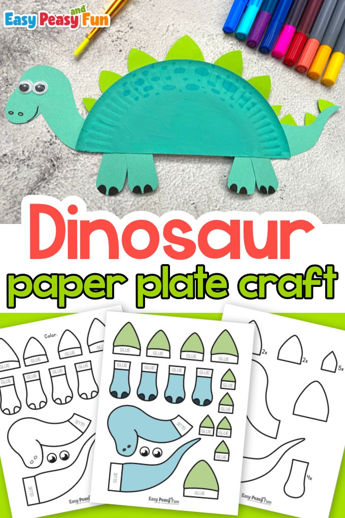 printable dinosaur paper plate craft template
