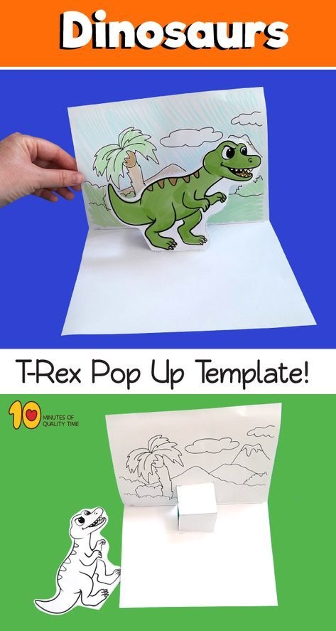 printable dinosaur pop up card template