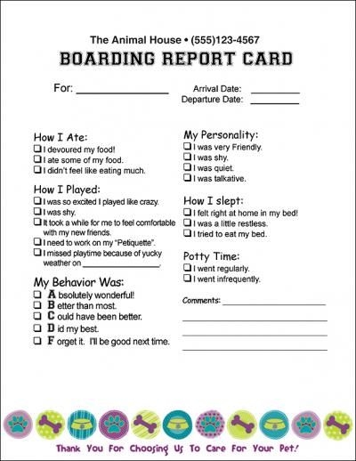 Printable Dog Daycare Report Card Template Printable Templates