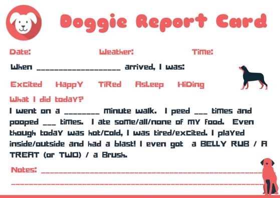 Printable Dog Daycare Report Card Template Printable Templates