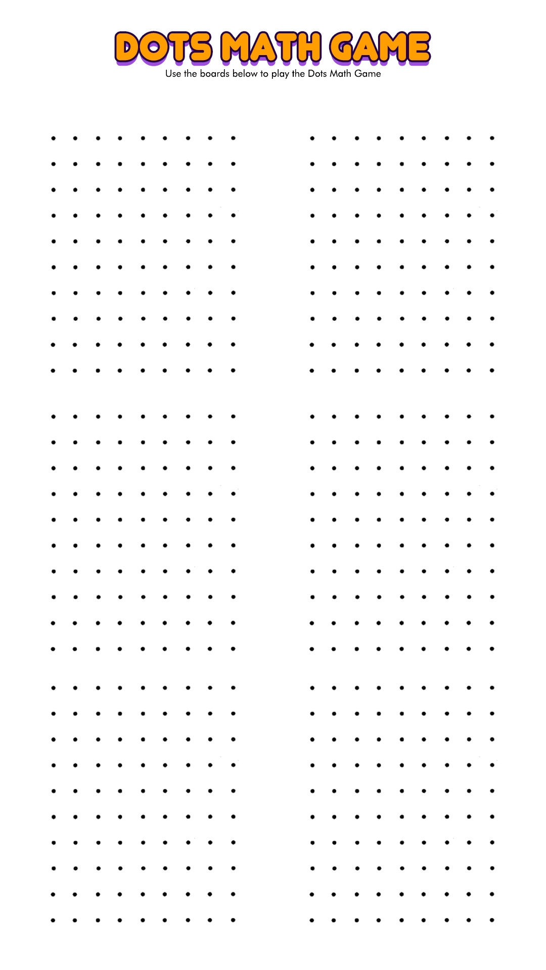 free printable dot games