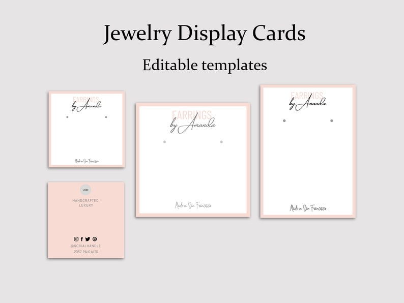 PRINTABLE Earring Card Template Editable Earring Display Etsy