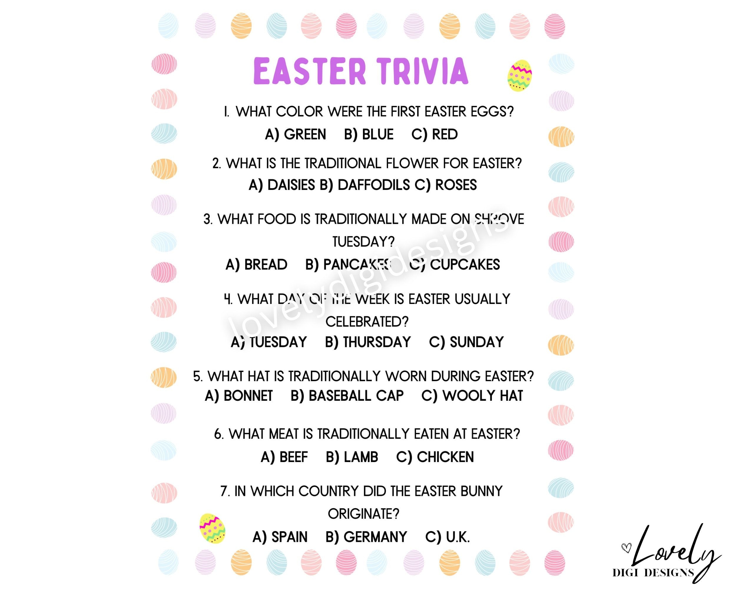 free printable easter trivia game