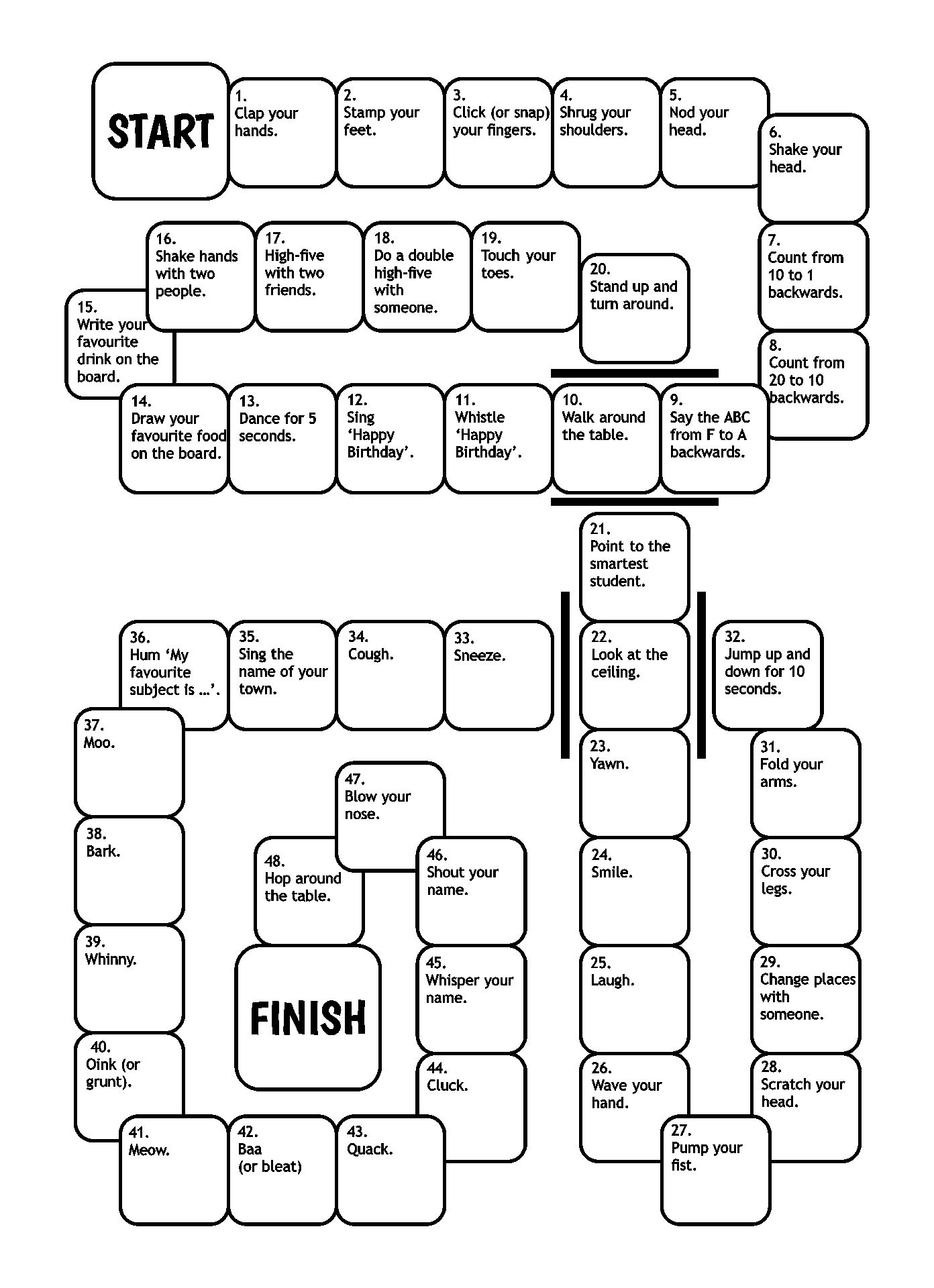 free printable english language board games