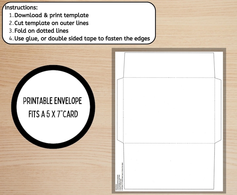 printable envelope template for 5x7 card