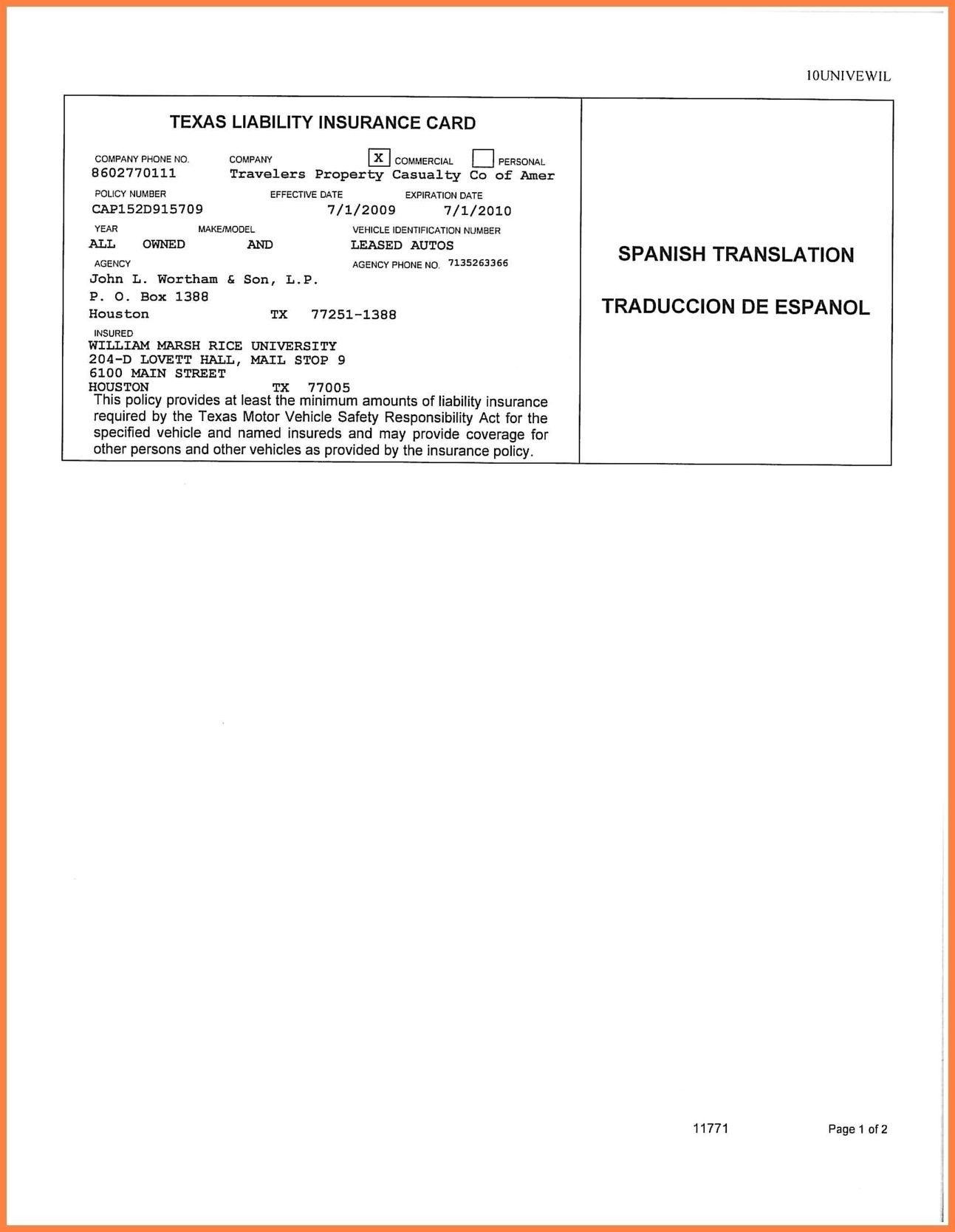Printable Fake Auto Insurance Card Template Printable Templates