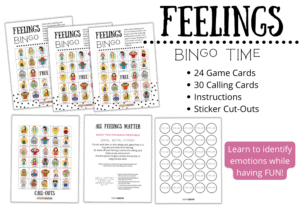 Printable Feelings Bingo Game 24 Cards Mindfulmazing