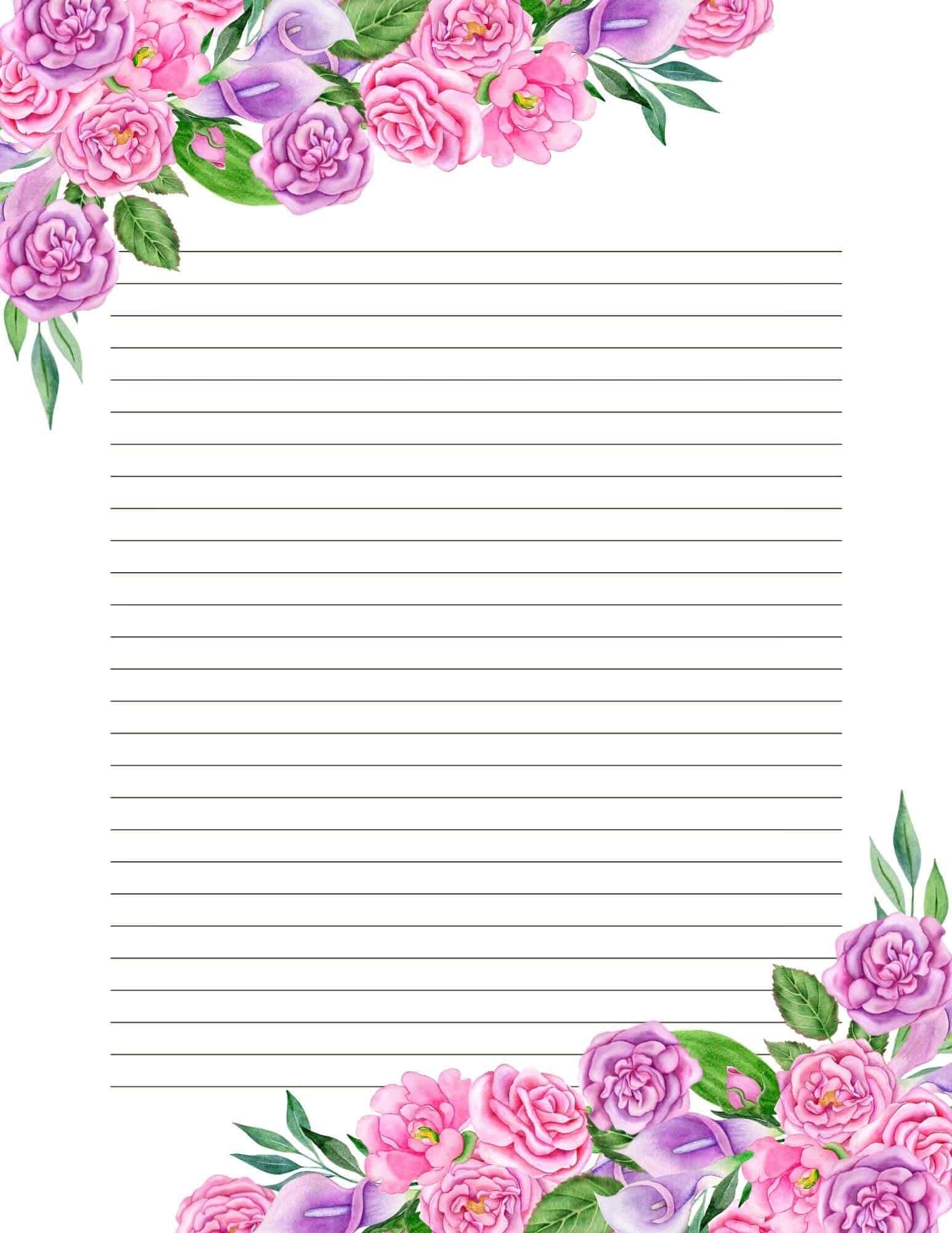 Printable Floral Stationery Paper