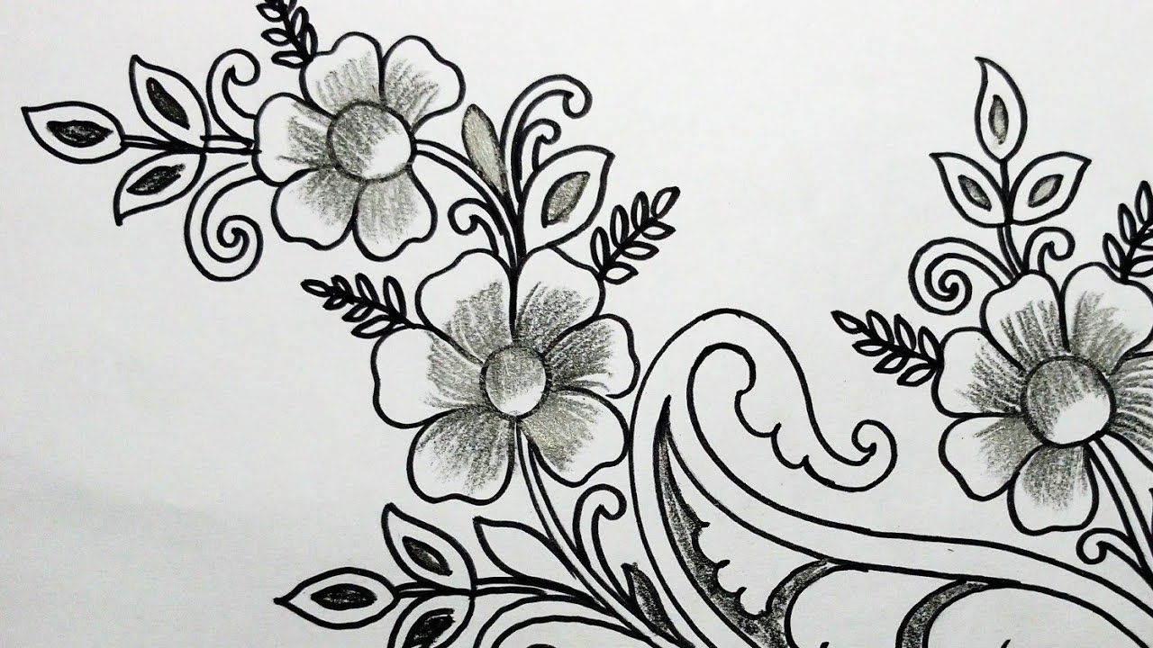 Printable Flower Embroidery Designs Drawing