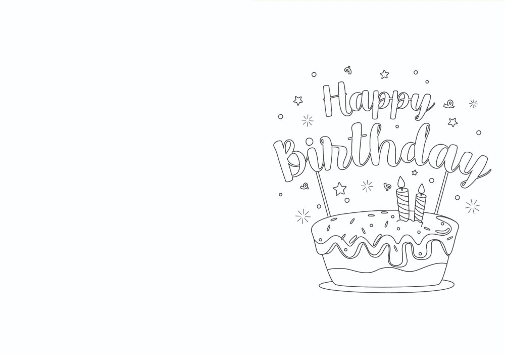 Printable Foldable Happy Birthday Coloring Card Printable And 