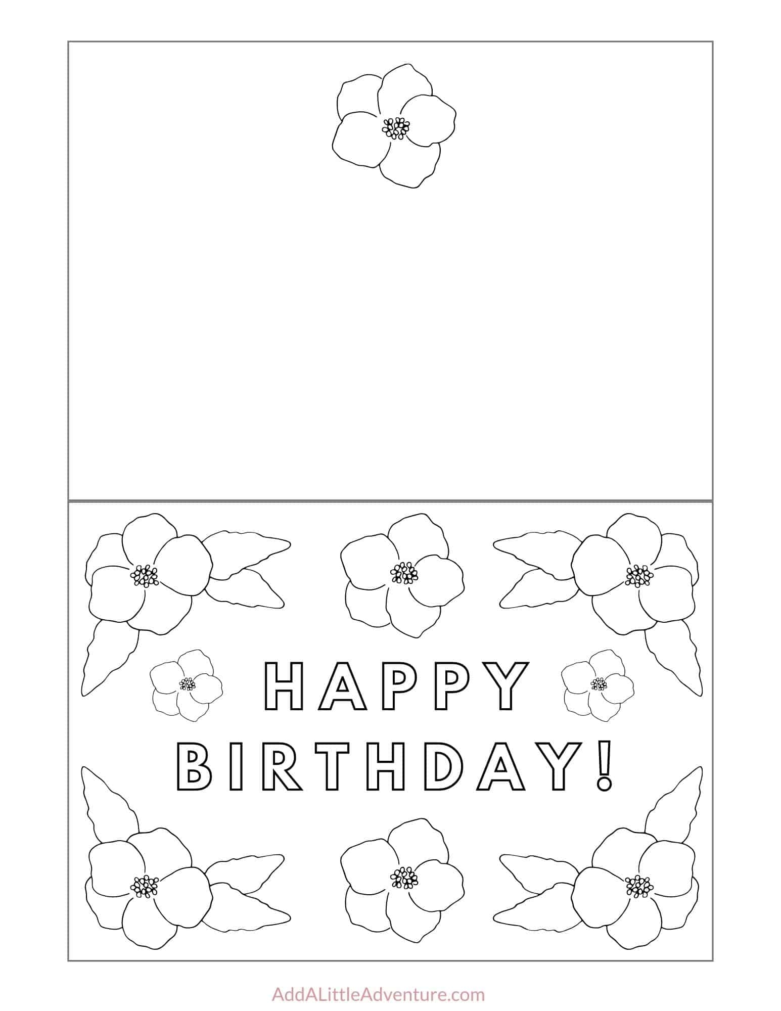 Printable Foldable Happy Birthday Coloring Card