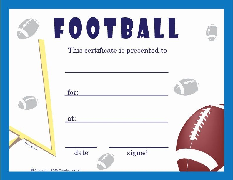 Printable Football Certificate Design Printable Word Searches