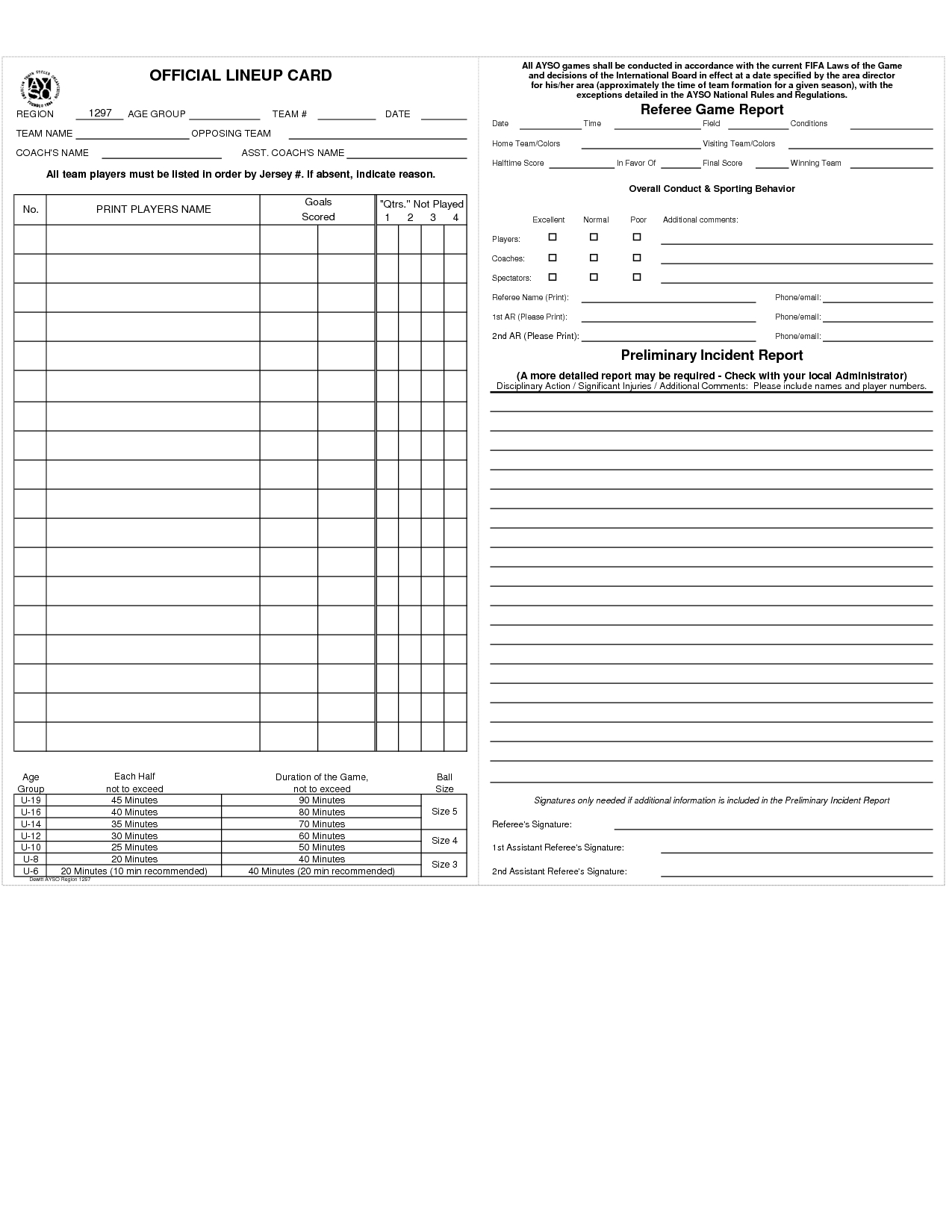 Printable Football Referee Game Card Template Printable Templates