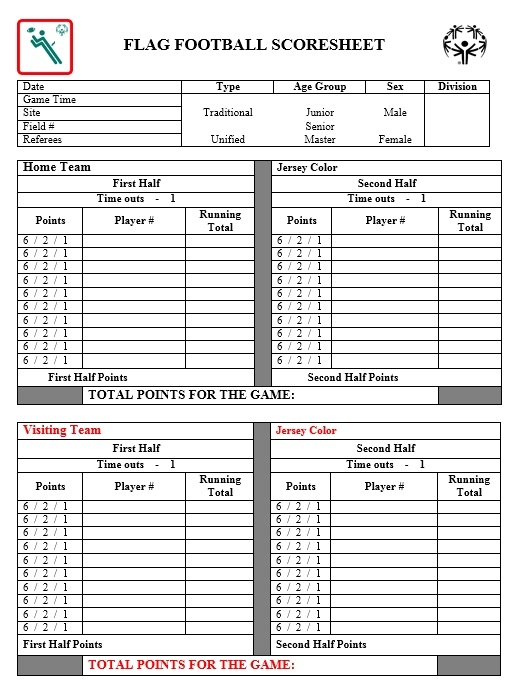 Printable Football Referee Score Card Template Free Templates Printable