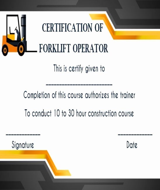 Printable Forklift Certification Wallet Card Template Free Sopzo