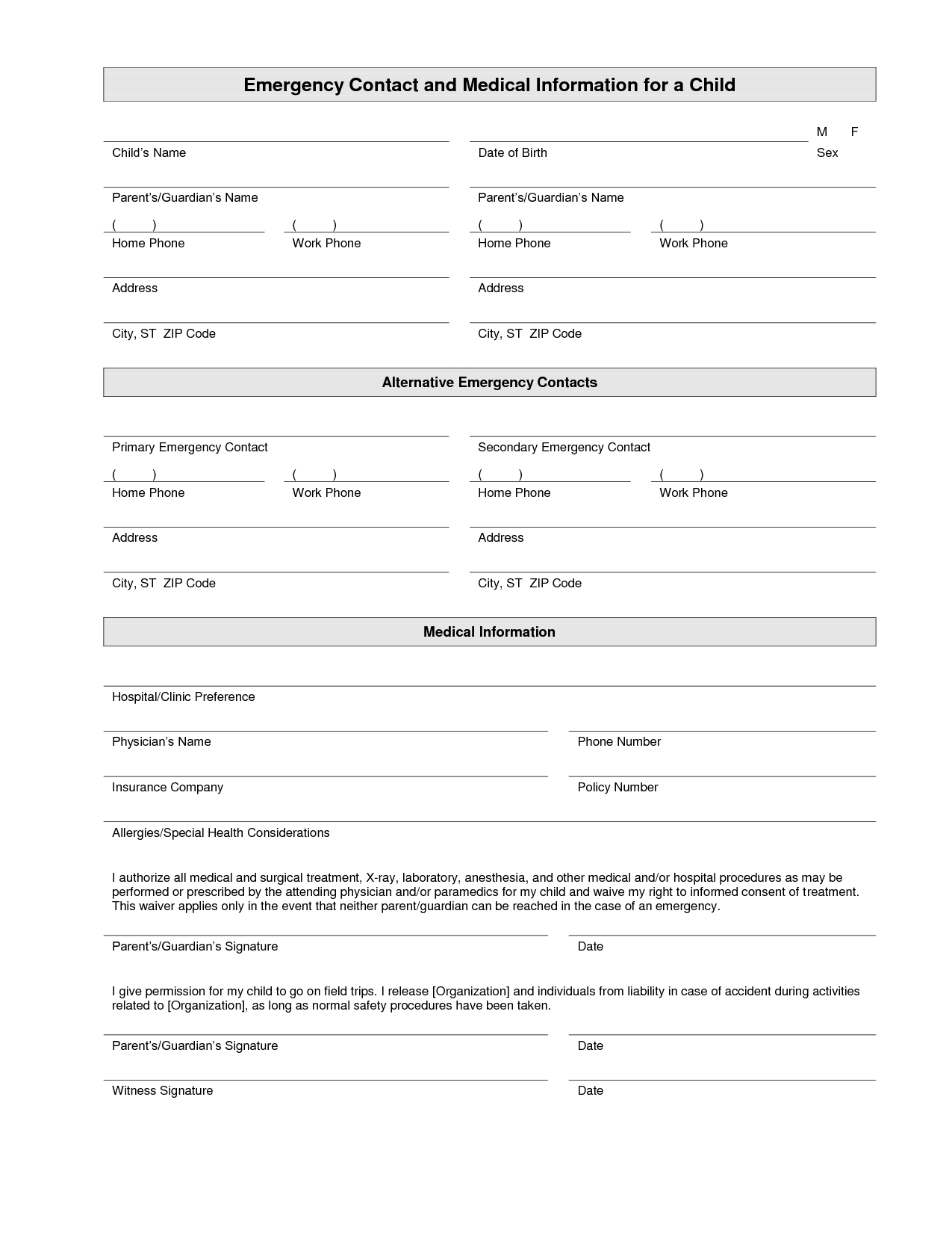 printable free emergency contact card template