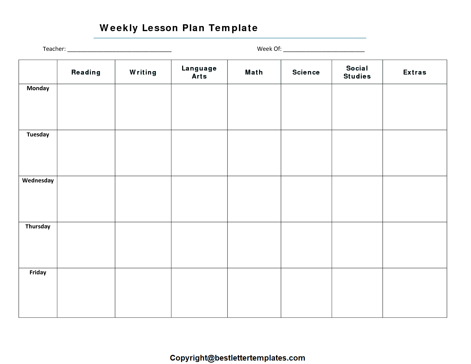 free printable lesson plan template