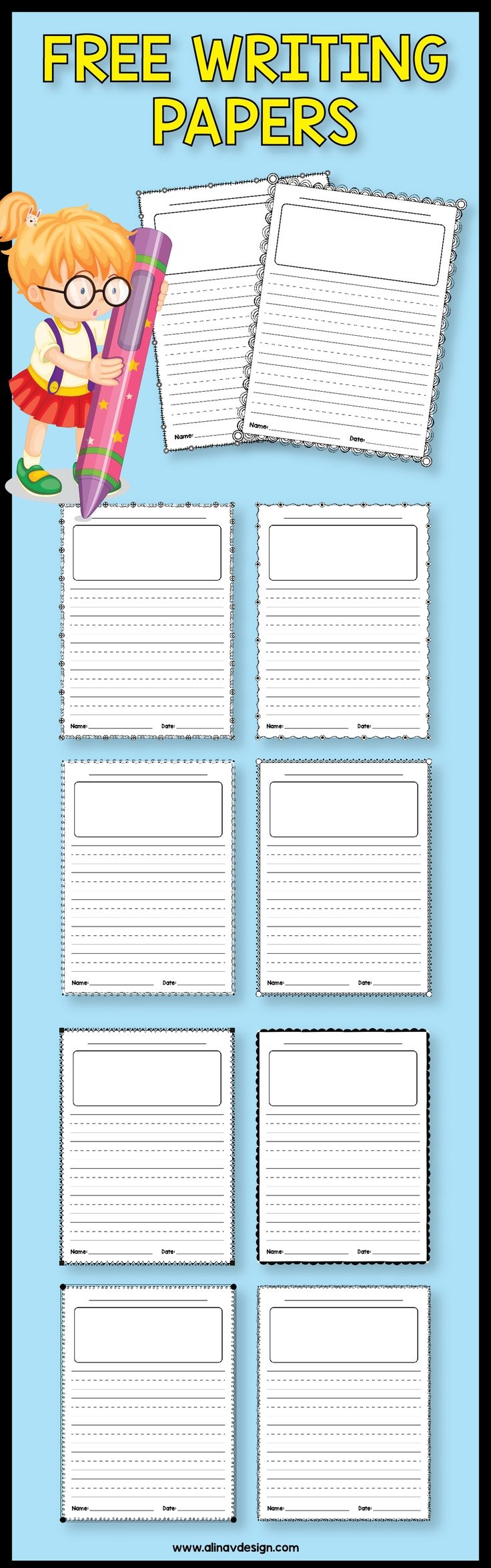 printable free writing paper with picture box pdf