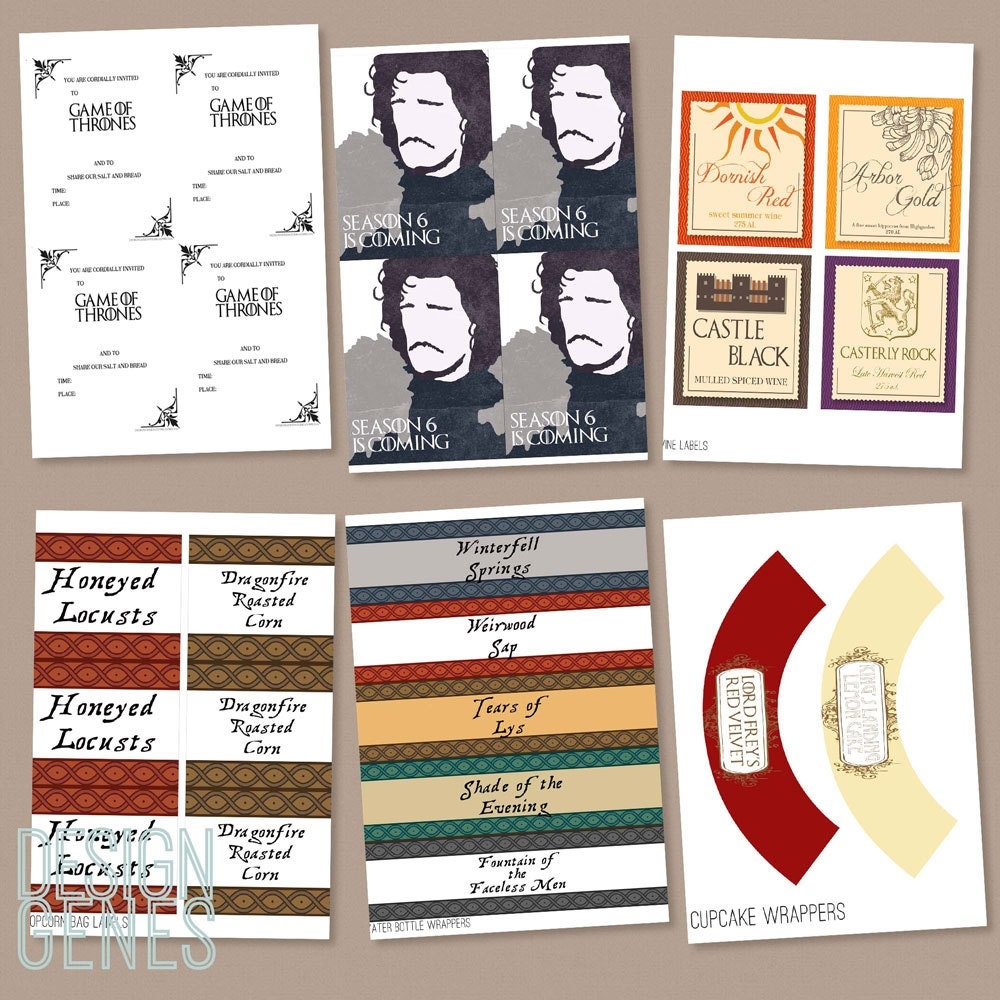 Printable Game Of Thrones Party Decoration Set Game Of Thrones Party 